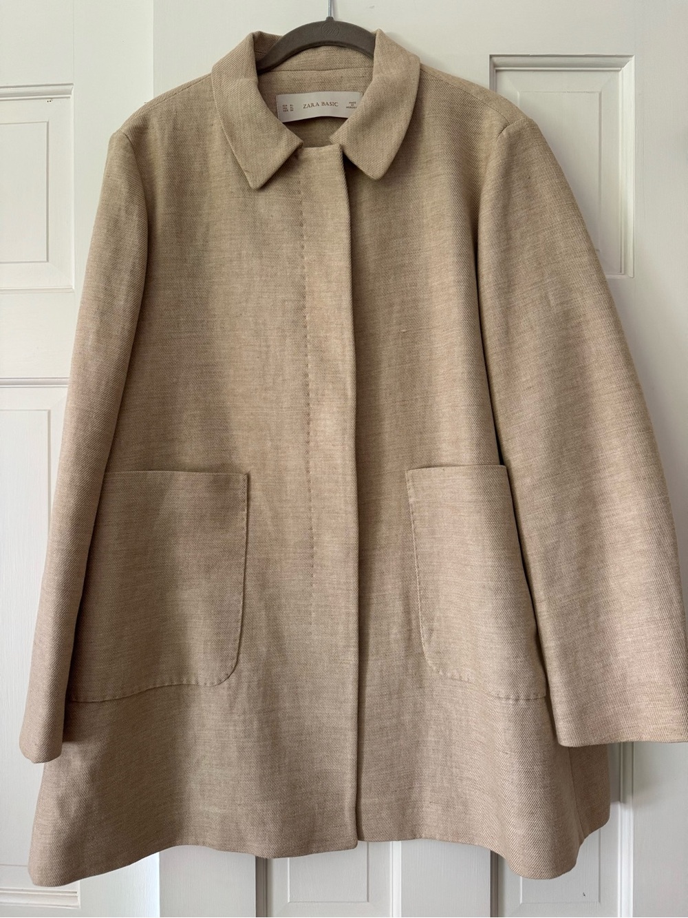 Zara Neutral Beige Linen-Blend Coat